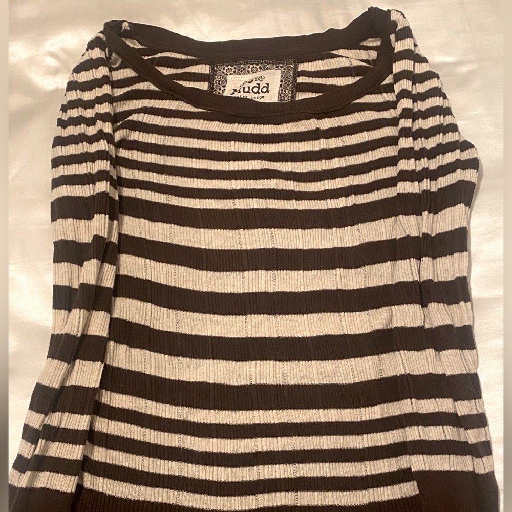 Mudd brown and cream striped stretchy sweater, size XL